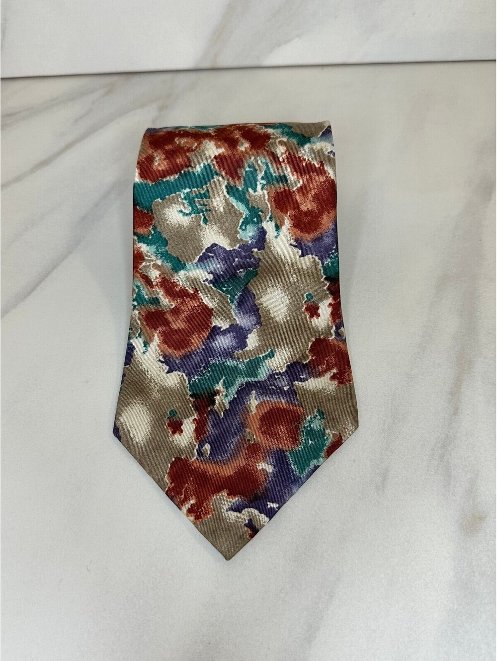 Vintage Pierre Cardin multicolored painterly abstract 100% silk tie artsy